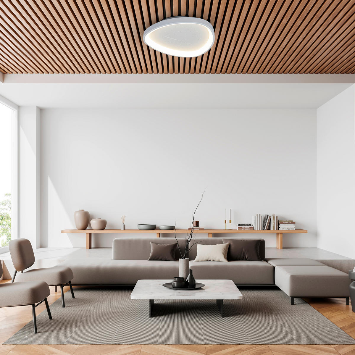 LED-DECKENLEUCHTE ARGESA 60,5/60,5/7,1 cm   - Weiß, Design, Kunststoff/Metall (60,5/60,5/7,1cm) - Näve