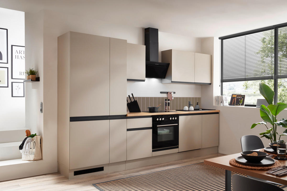 KÜCHENBLOCK 310 cm   in Seidengrau  - Eichefarben/Seidengrau, Trend, Holzwerkstoff/Metall (310cm) - P & B