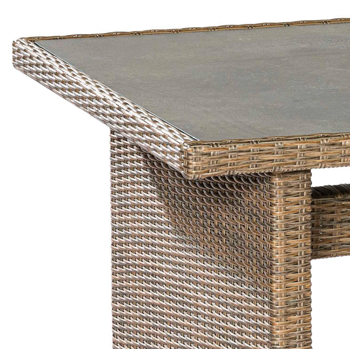 GARTENTISCH Metall, Kunststoff, Glas Schieferfarben, Beige rechteckig  - Schieferfarben/Beige, KONVENTIONELL, Glas/Kunststoff (200/100/74cm) - Gardenson