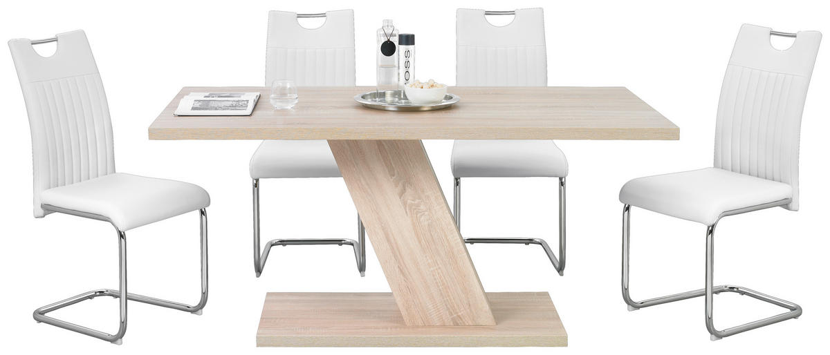 SZÁNKÓTALPAS SZÉK fém, textil fehér, krómszínű  - krómszínű/fehér, Design, textil/fém (43/96/58,5cm) - Carryhome