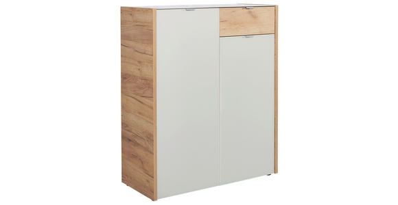 SCHUHSCHRANK Eichefarben, Kaschmir - Kaschmir/Eichefarben, Design, Glas/Holzwerkstoff (91/110/40cm) - Voleo