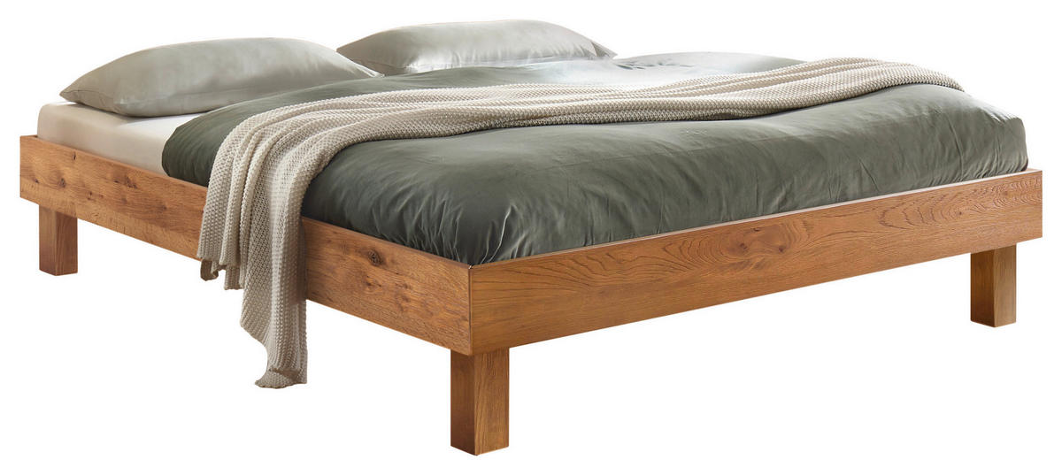BETT 180/200 cm  in Wildeiche  - Wildeiche/Eichefarben, Natur, Holz (180/200cm) - Hasena