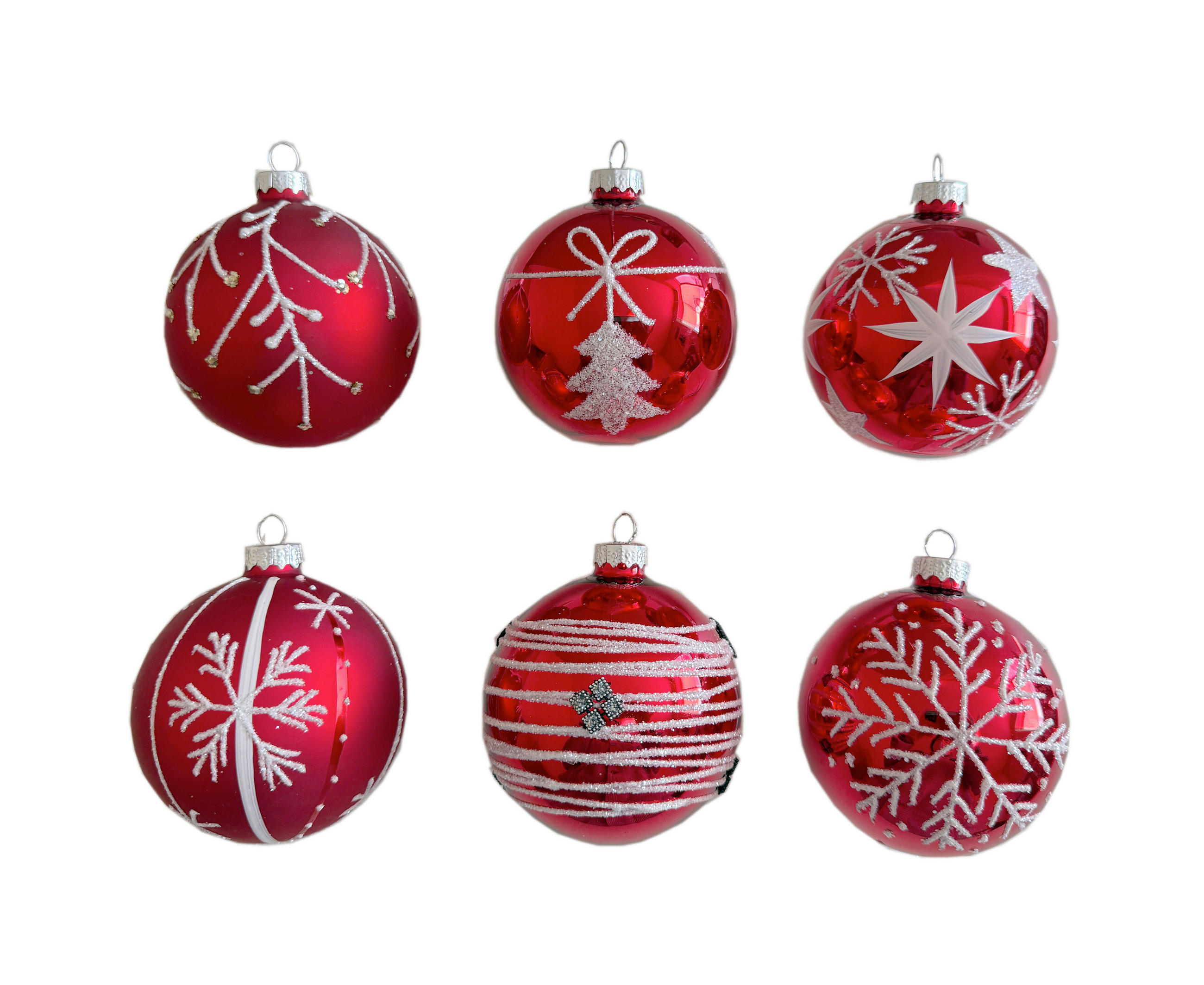 CHRISTBAUMKUGEL 6 cm  - Rot/Weiß, LIFESTYLE, Glas/Kunststoff (6cm) - X-Mas