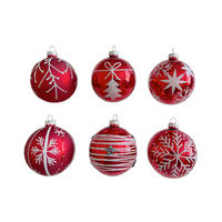 CHRISTBAUMKUGEL 8 cm  - Rot/Weiß, LIFESTYLE, Glas/Kunststoff (8cm) - X-Mas