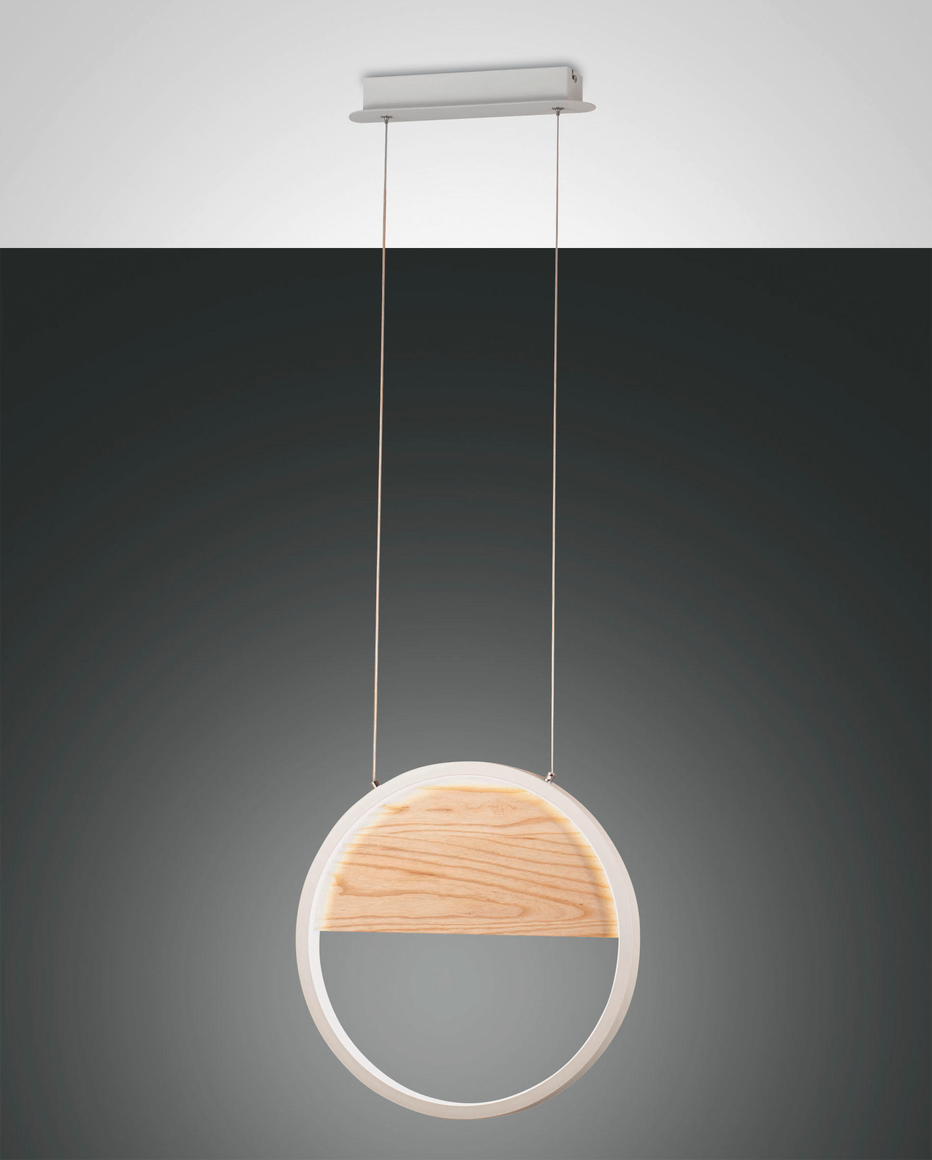 LED-PENDELLEUCHTE Pierre 40,20/200 cm   - Eschefarben/Weiß, Design, Holz/Metall (40,20/200cm) - Fabas Luce