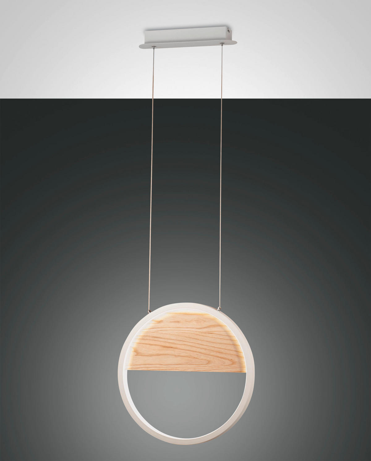 LED-PENDELLEUCHTE Pierre 40,20/200 cm   - Eschefarben/Weiß, Design, Holz/Metall (40,20/200cm) - Fabas Luce