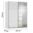 SCHWEBETÜRENSCHRANK  in Grau, Weiß  - Chromfarben/Weiß, KONVENTIONELL, Glas/Holzwerkstoff (181/223/68cm) - Novel