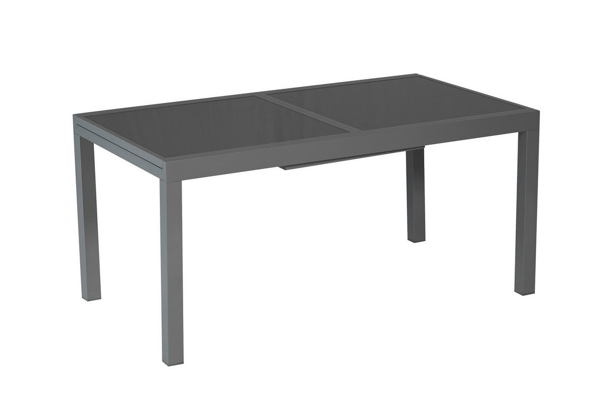 GARTENTISCHGRUPPE  - Graphitfarben/Grau, KONVENTIONELL, Glas/Textil - Gardenson