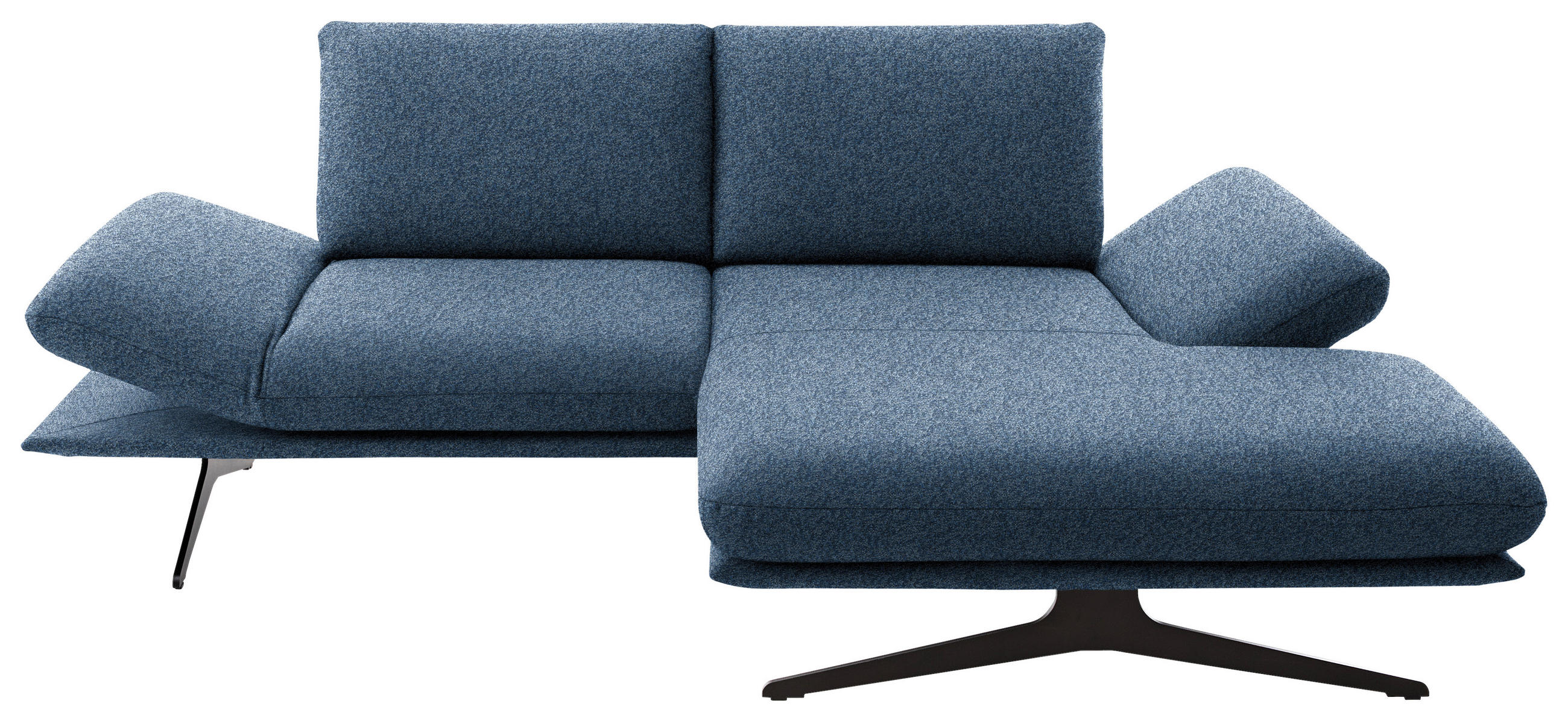 ECKSOFA  in Flachgewebe Blau  234/155 cm  - Blau/Schwarz, Design, Textil/Metall (234/155cm) - Dieter Knoll