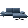 ECKSOFA  in Flachgewebe Blau Rücken echt, Armteilverstellung, Relaxfunktion  234/155 cm  - Blau/Schwarz, Design, Textil/Metall (234/155cm) - Dieter Knoll