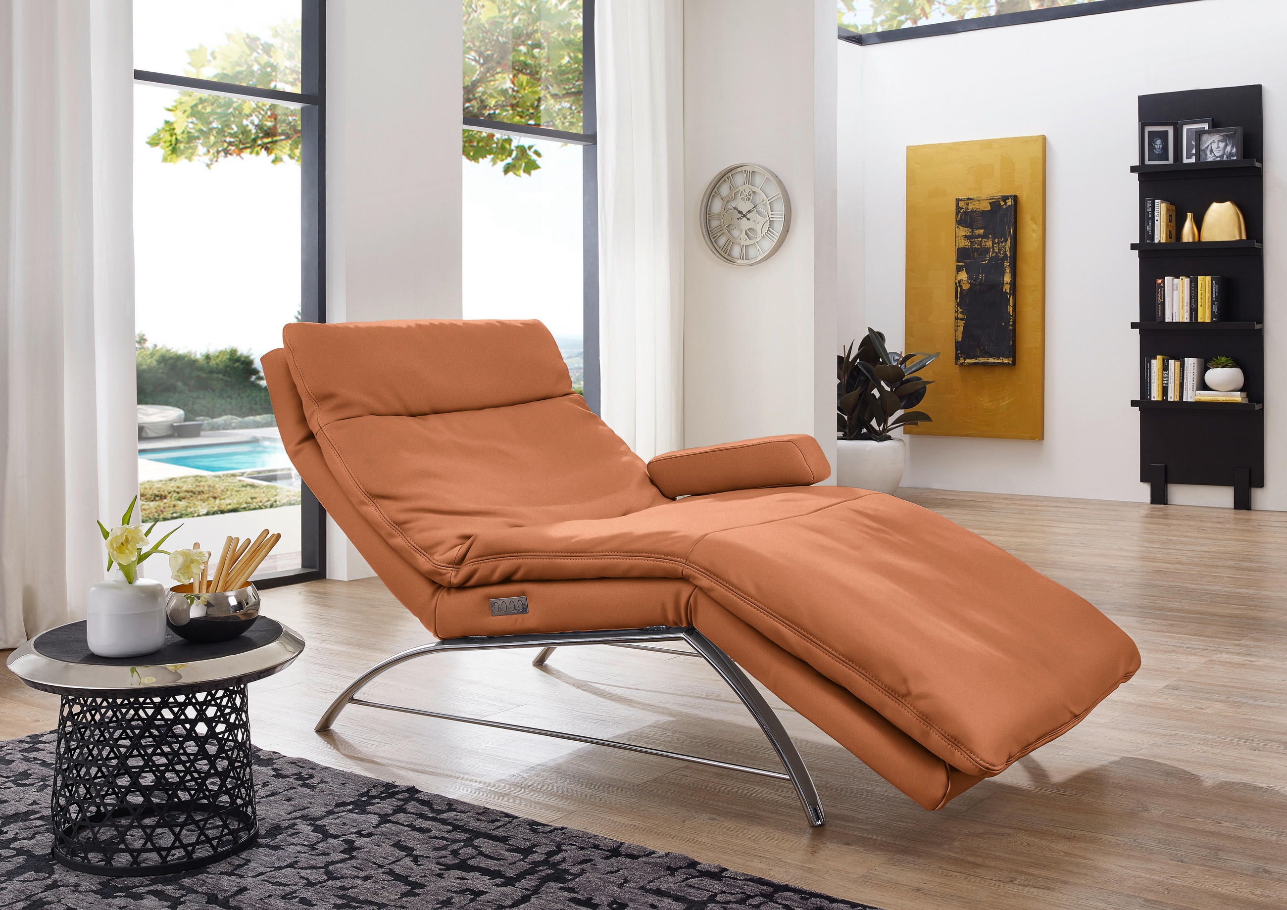 RELAXLIEGE in Echtleder Cognac  - Cognac/Alufarben, Basics, Leder (95/91/170cm) - Chilliano