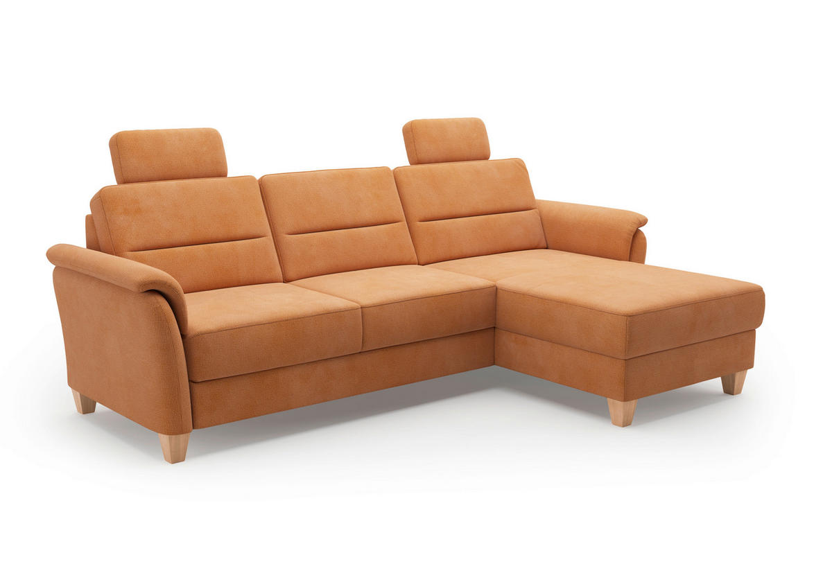 ECKSOFA in Flachgewebe Terracotta  244/163 cm  - Eichefarben/Terracotta, KONVENTIONELL, Holz/Textil (244/163cm) - Sit & More