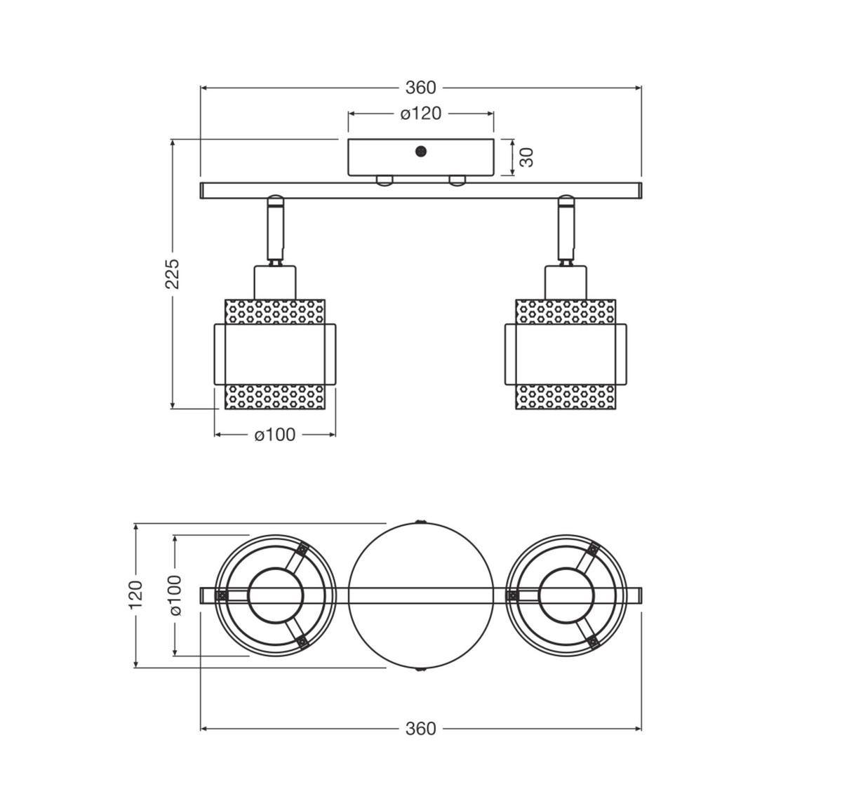 DECKENLEUCHTE    36/12/22,5 cm  - Goldfarben/Schwarz, KONVENTIONELL, Textil/Metall (36/12/22,5cm) - Osram