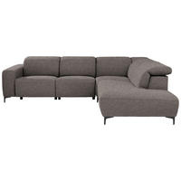 ECKSOFA Graubraun Flachgewebe  - Graubraun/Schwarz, Design, Textil/Metall (290/238cm) - Pure Home Lifestyle