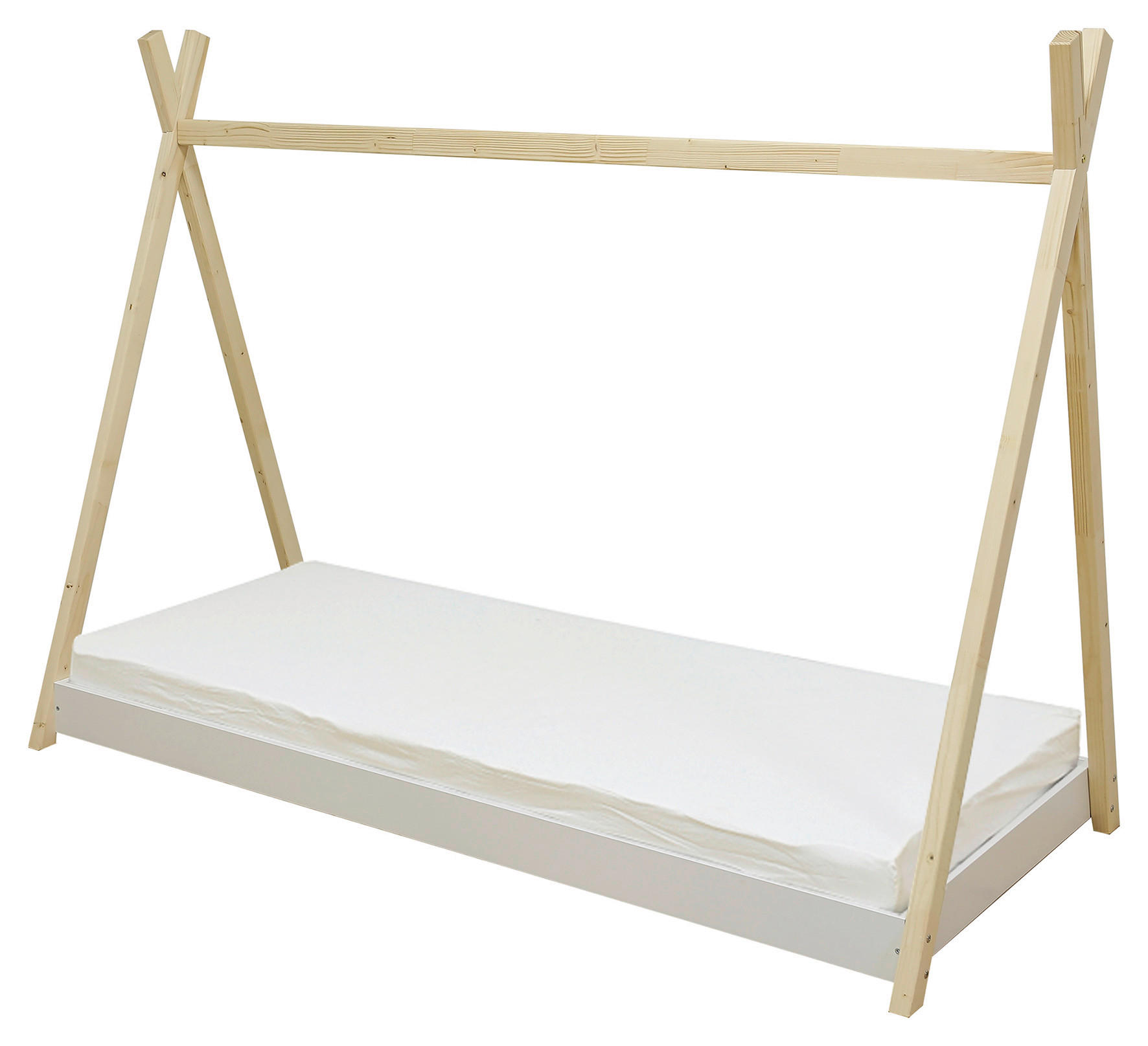 HAUSBETT 90/200 cm  - Fichtefarben/Weiß, Basics, Holz (90/200cm) - MID.YOU