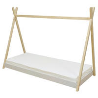 DOMČEKOVÁ POSTEĽ, 90/200 cm biela, farba smreku - farba smreku/biela, Basics, drevo/kompozitné drevo (90/200cm) - MID.YOU