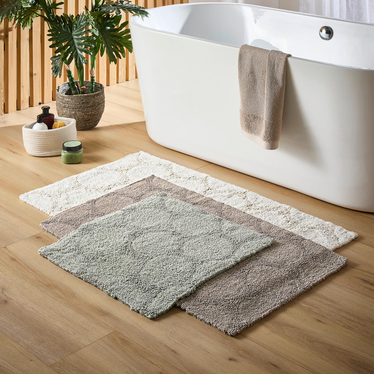 BADEMATTE Grün 60/60 cm  - Grün, Textil (60/60cm) - Novel