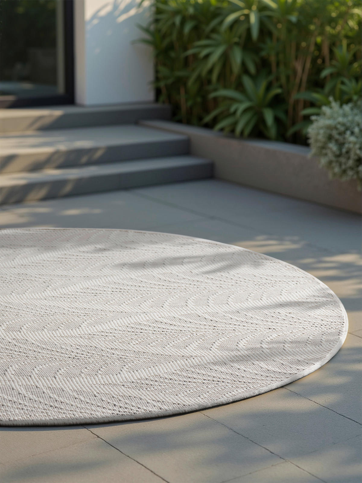 OUTDOORTEPPICH 160 cm Duet Grau, Weiß  - Weiß/Grau, Design, Kunststoff (160cm)