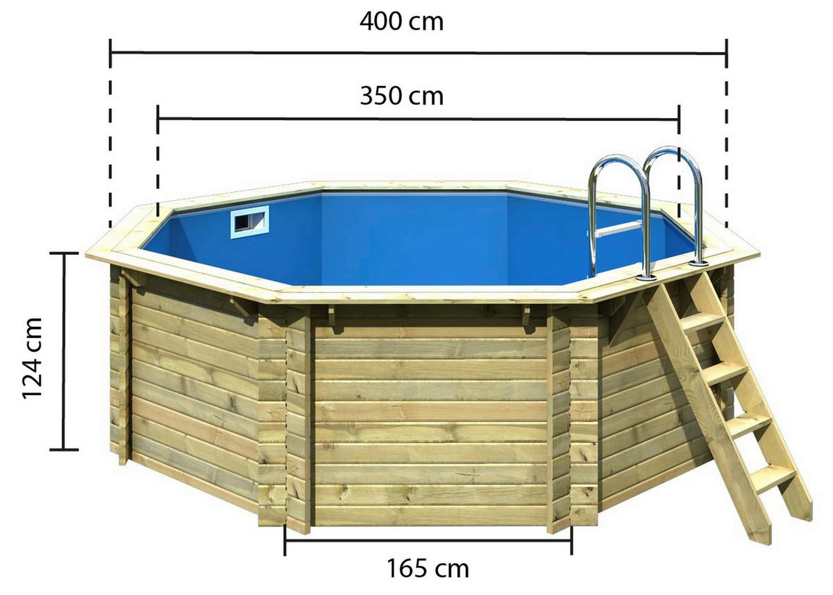POOL-SET IBIZA 1 KDI 400/124 cm  - Blau/Naturfarben, Basics, Holz (400/124cm) - Karibu