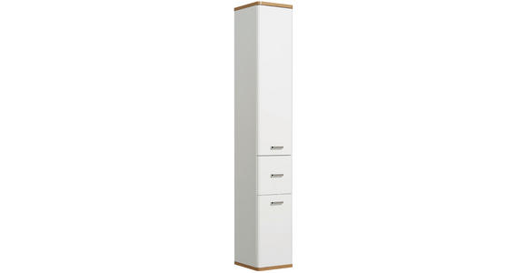 HOCHSCHRANK 30/185,5/33 cm  - Chromfarben/Eichefarben, KONVENTIONELL, Glas/Holzwerkstoff (30/185,5/33cm) - Xora