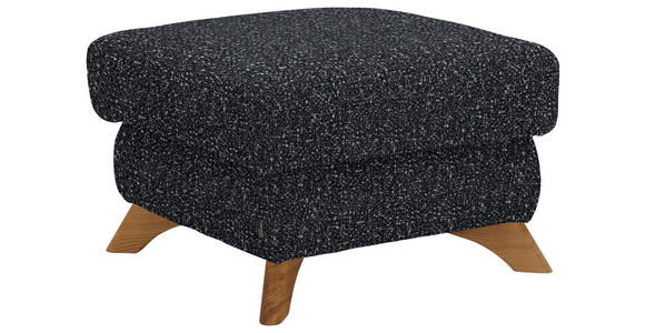 HOCKER Bouclé Schwarz - Eichefarben/Schwarz, MODERN, Holz/Textil (65/47/65cm) - Valnatura