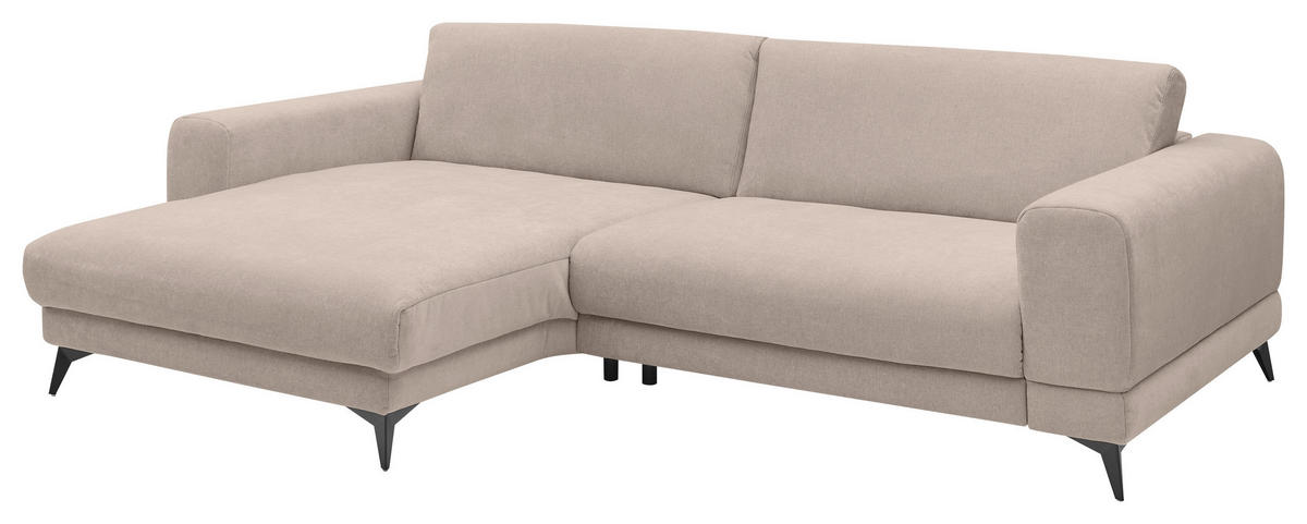 ECKSOFA Beige Chenille  - Beige/Schwarz, KONVENTIONELL, Textil/Metall (194/292cm) - SetOne by Musterring