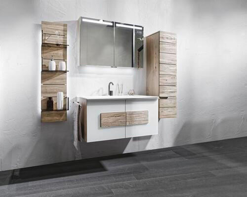 MIDISCHRANK 32/128/35 cm - Eichefarben/Silberfarben, Natur, Glas/Holz (32/128/35cm) - Voglauer