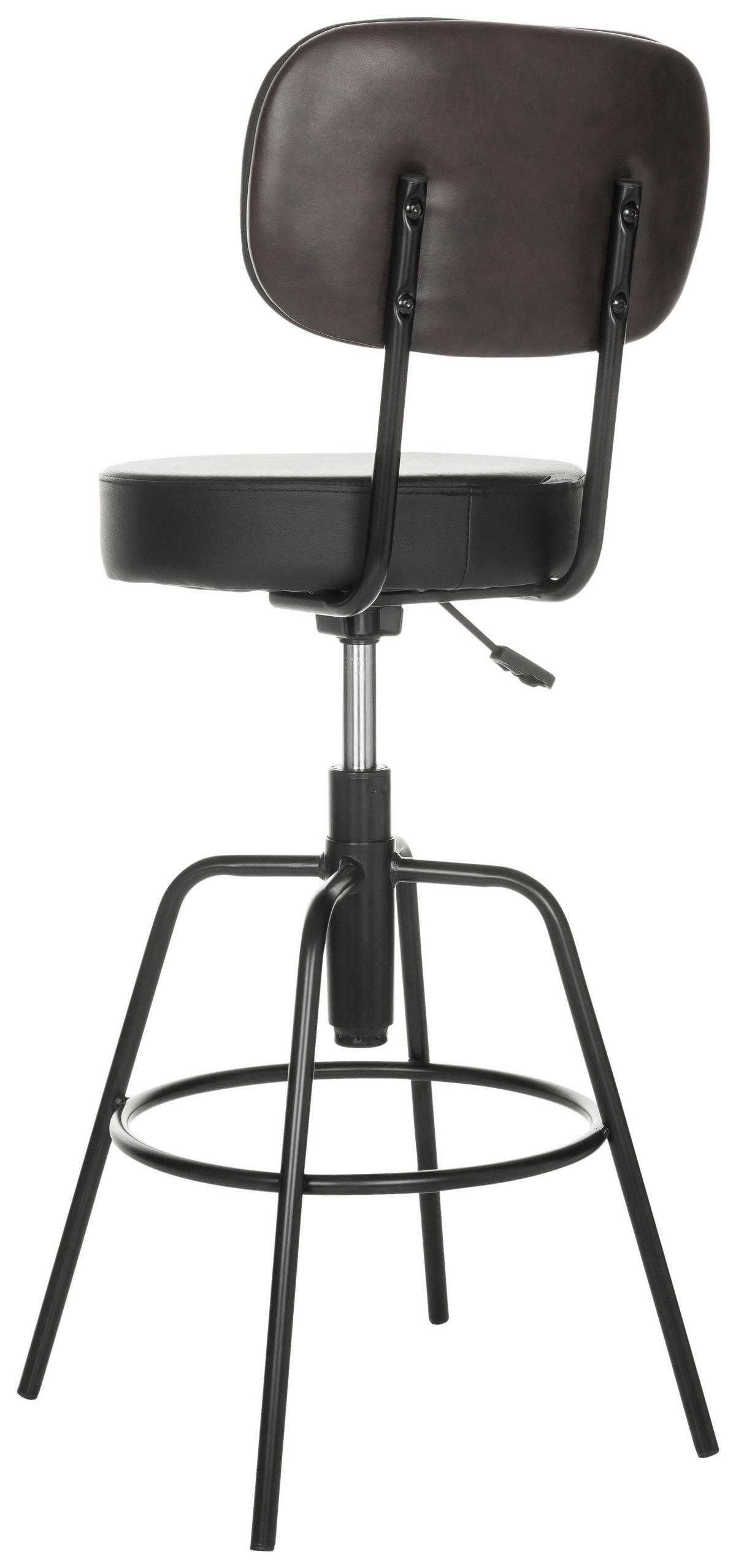 BARHOCKER in Leder Schwarz  - Schwarz, Basics, Leder/Metall (43/103-113/43cm) - MID.YOU