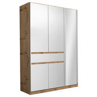 KLEIDERSCHRANK in Weiss, Eiche Artisan  - Weiss/Eiche Artisan, Design, Glas/Holzwerkstoff (136/197/54cm) - Rauch Möbel