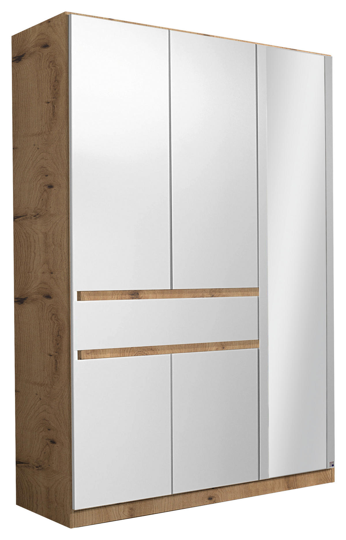 KLEIDERSCHRANK in Weiss, Eiche Artisan  - Weiss/Eiche Artisan, Design, Glas/Holzwerkstoff (136/197/54cm) - Rauch Möbel