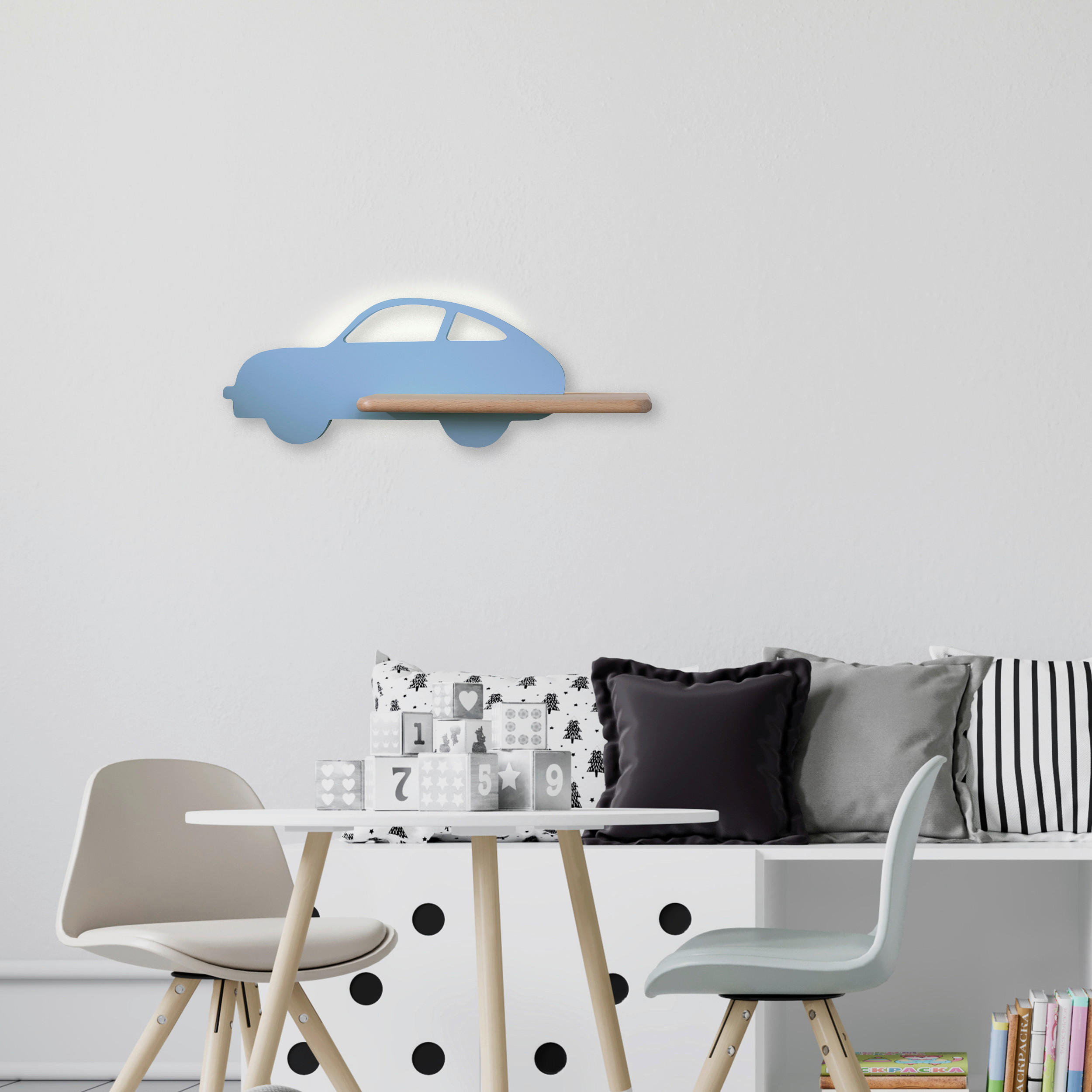 KINDERWANDLEUCHTE Car 43/12/15 cm   - Hellblau, Basics, Holz/Holzwerkstoff (43/12/15cm)
