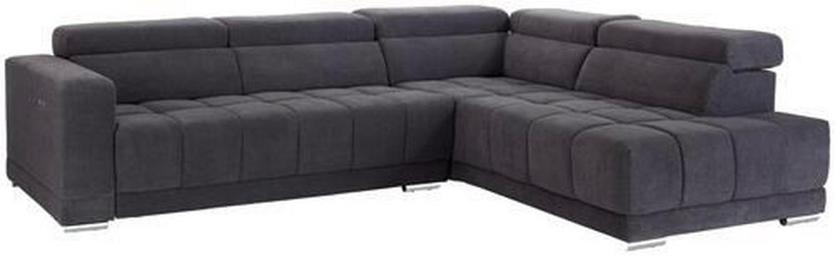 Wohnlandschaft "Hogan" , in Webstoff Grau  - Silberfarben/Grau, Modern, Holz/Textil (299/212cm) - Livetastic