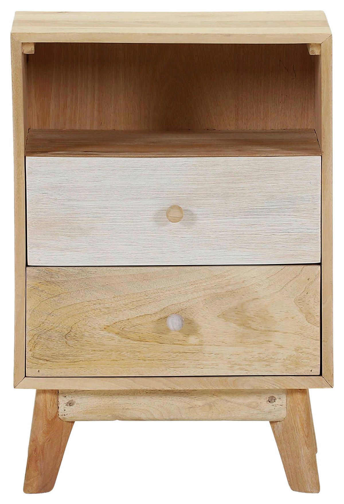 NACHTSCHRANK 45/65/40 cm Mangoholz massiv  - Naturfarben/Weiß, Design, Holz (45/65/40cm) - Landscape