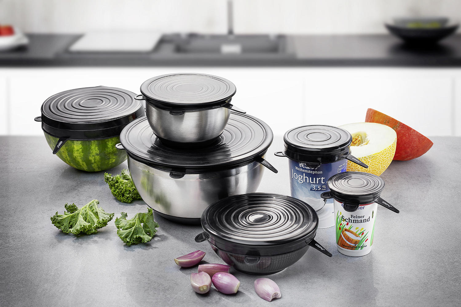 SILIKONDECKEL-SET FLEXIFRESH  - Schwarz, Basics, Kunststoff - Gefu