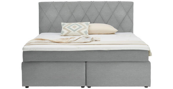 BOXSPRINGBETT 180/200 cm in Silberfarben - Silberfarben/Schwarz, Design, Kunststoff/Textil (180/200cm) - Xora