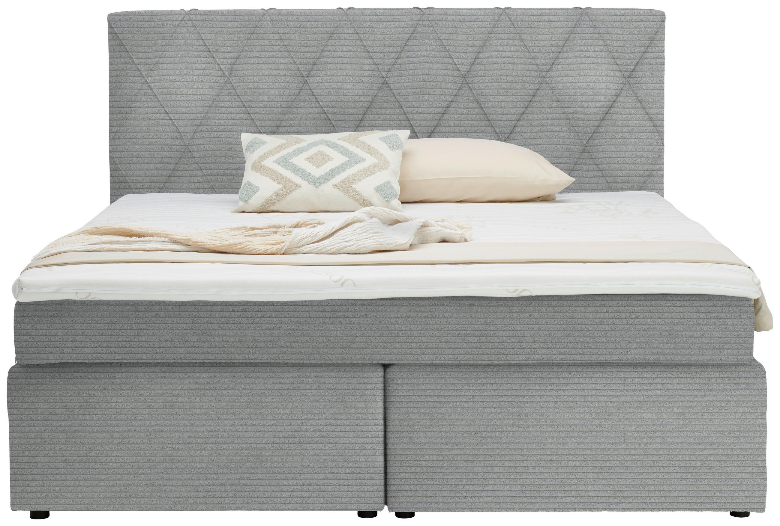 BOXSPRINGBETT 160/200 cm  in Silberfarben  - Silberfarben/Schwarz, Design, Holzwerkstoff/Kunststoff (160/200cm) - Xora