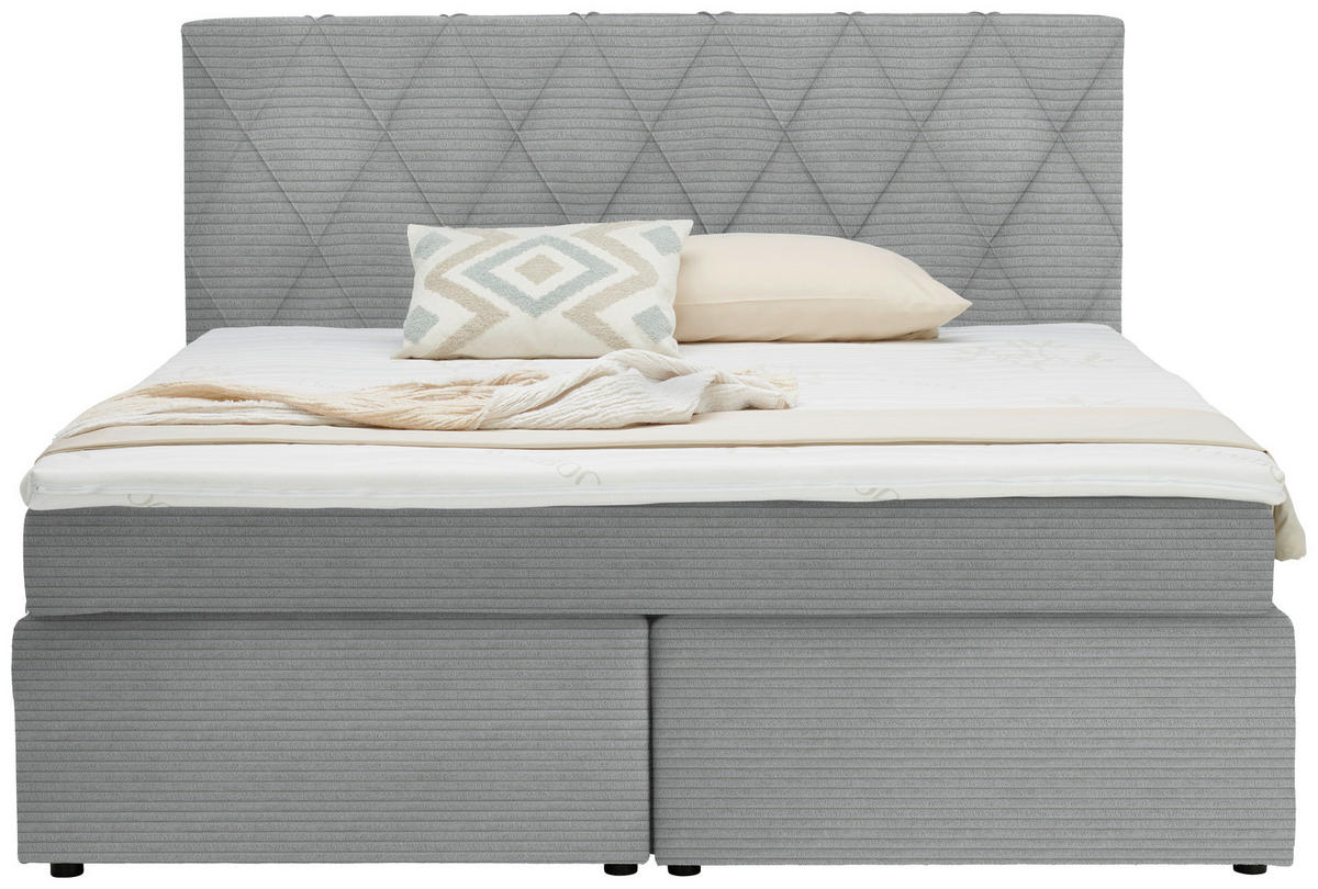 BOXSPRINGBETT 160/200 cm  in Silberfarben  - Silberfarben/Schwarz, Design, Holzwerkstoff/Kunststoff (160/200cm) - Xora