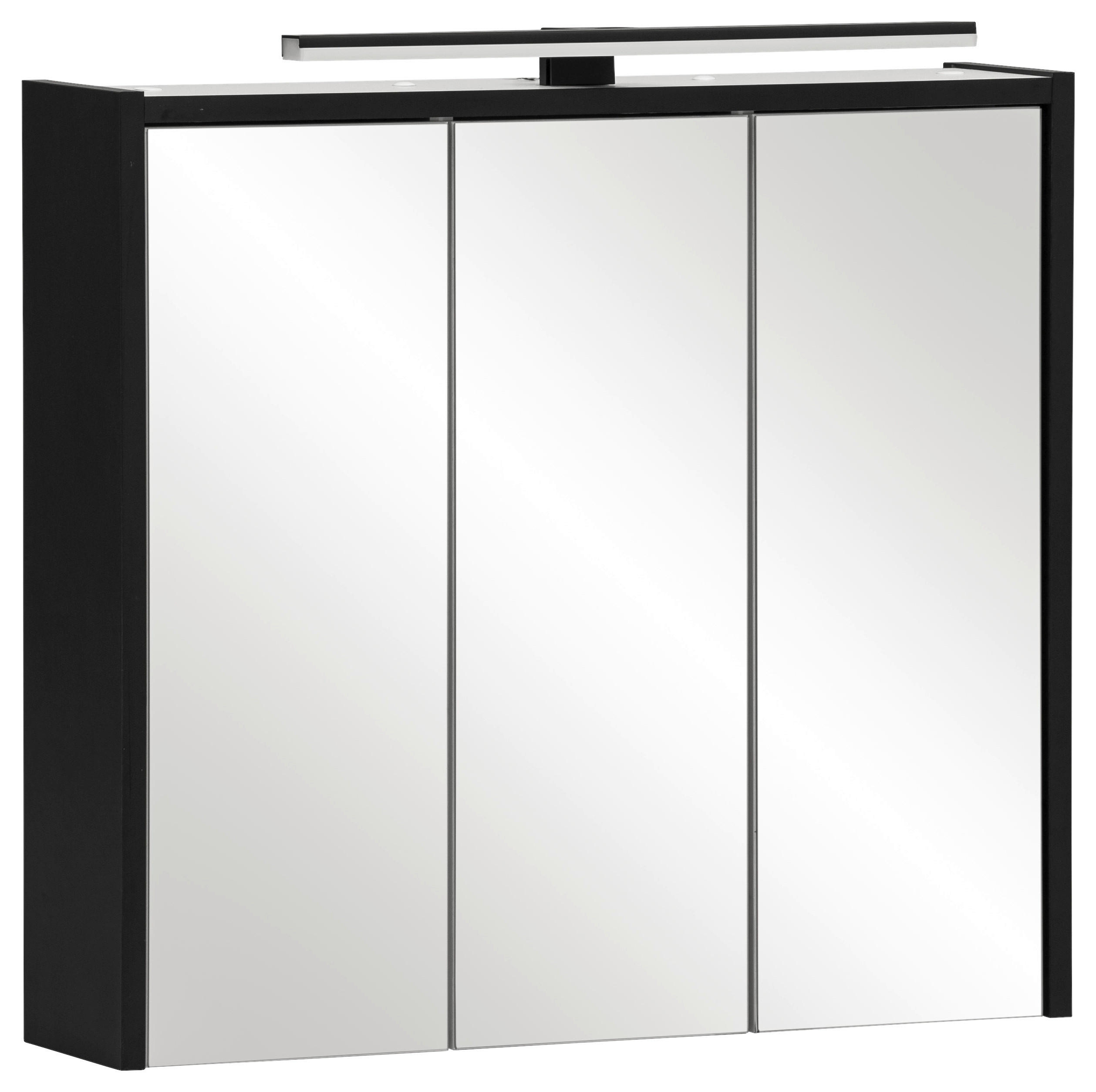 SPIEGELSCHRANK 65/62,7/16 cm  - Schwarz, MODERN, Glas/Holzwerkstoff (65/62,7/16cm) - Stylife
