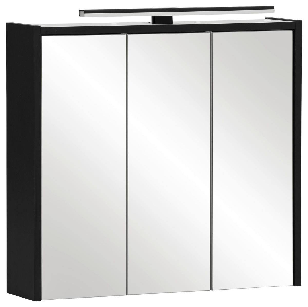 SPIEGELSCHRANK 65/62,7/16 cm  - Schwarz, MODERN, Glas/Holzwerkstoff (65/62,7/16cm) - Stylife