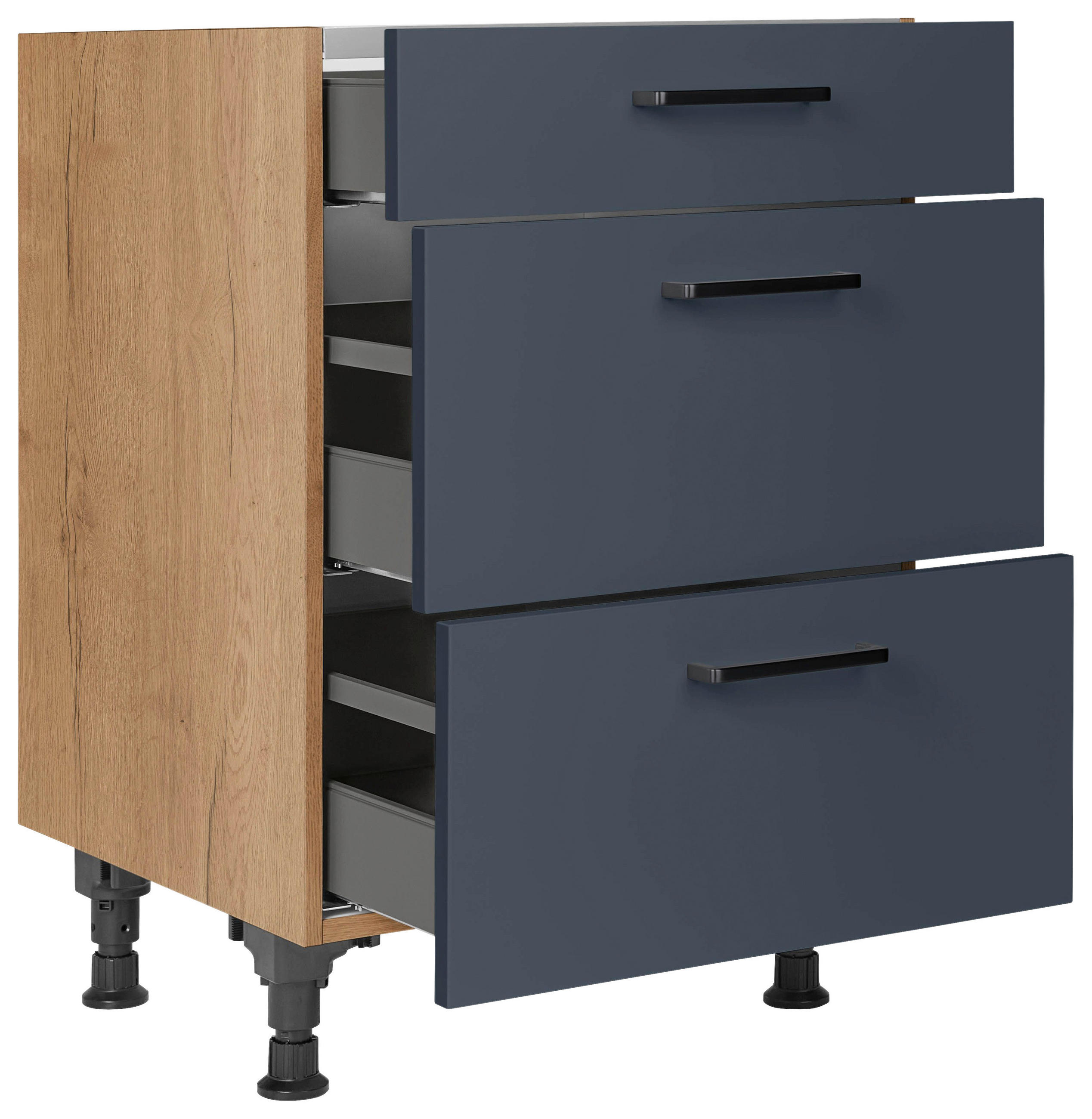 KOCHFELDUMBAUSCHRANK 60,0/87,0/56,0 cm  in Blau, Eichefarben  - Blau/Eichefarben, MODERN, Holzwerkstoff/Metall (60,0/87,0/56,0cm) - Nobilia