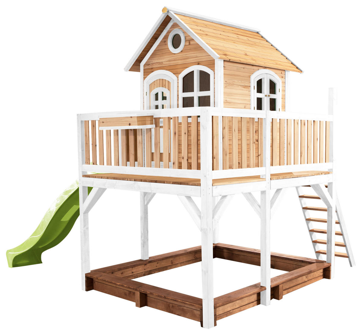 SPIELTURM 377/291/255 cm  - Braun/Weiß, KONVENTIONELL, Holz (377/291/255cm) - Ambia Garden