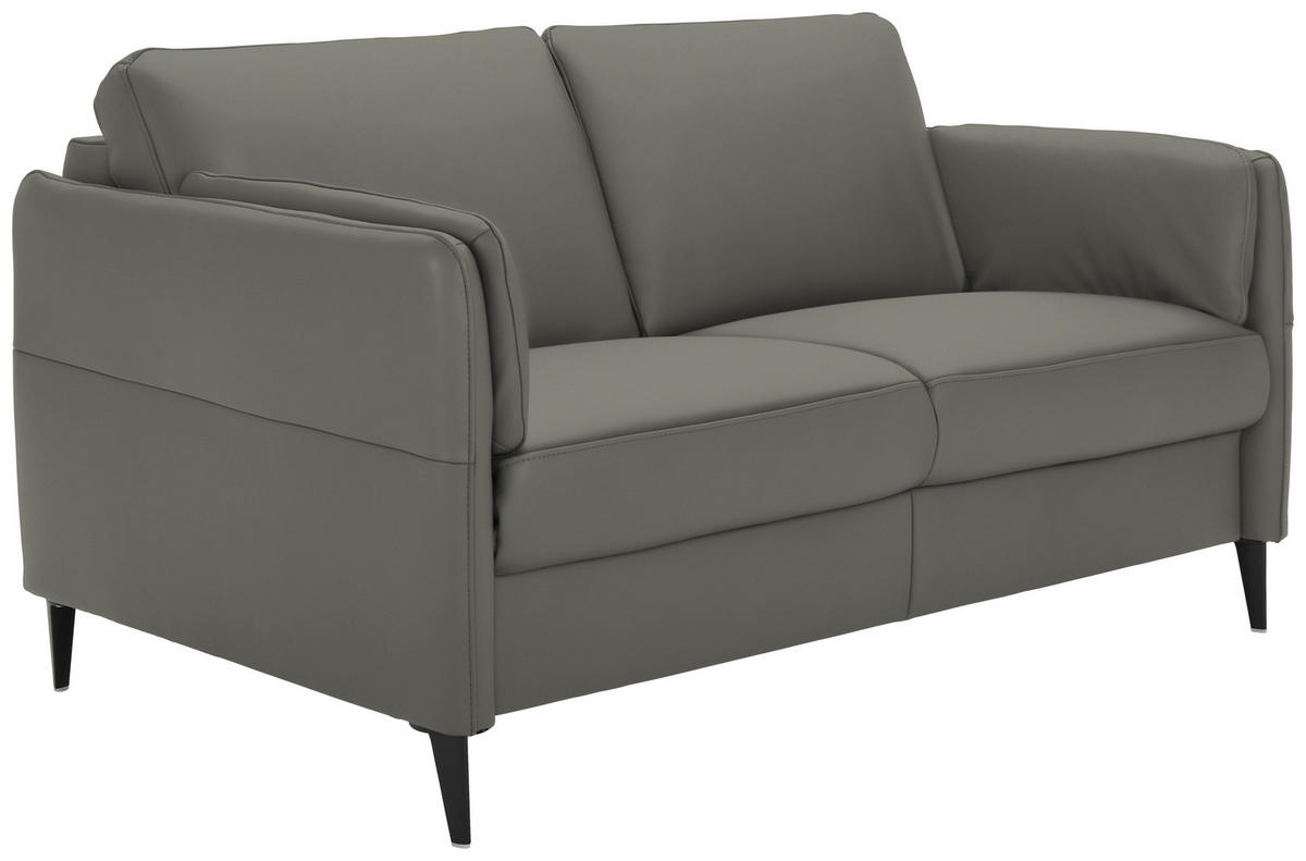 2,5-SITZER in Echtleder Dunkelgrau  - Dunkelgrau/Schwarz, Design, Leder/Metall (164/84/99cm) - Dieter Knoll