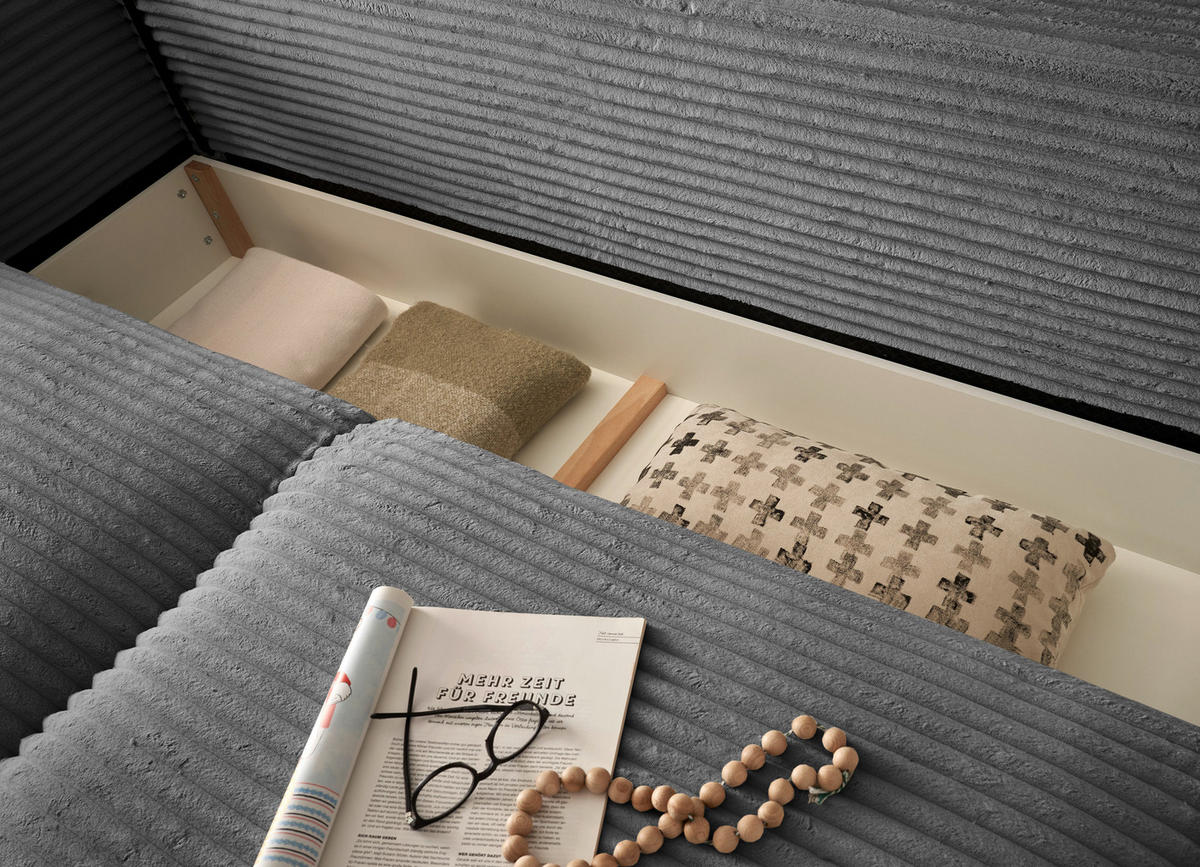 SCHLAFSOFA in Cord Anthrazit  - Anthrazit/Schwarz, Konventionell, Kunststoff/Textil (235/89/92cm) - MID.YOU