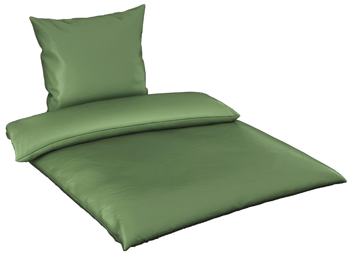 BETTWÄSCHE 3-teilig Satin 200/200 cm  - Jadegrün, Textil (200/200cm) - Novel