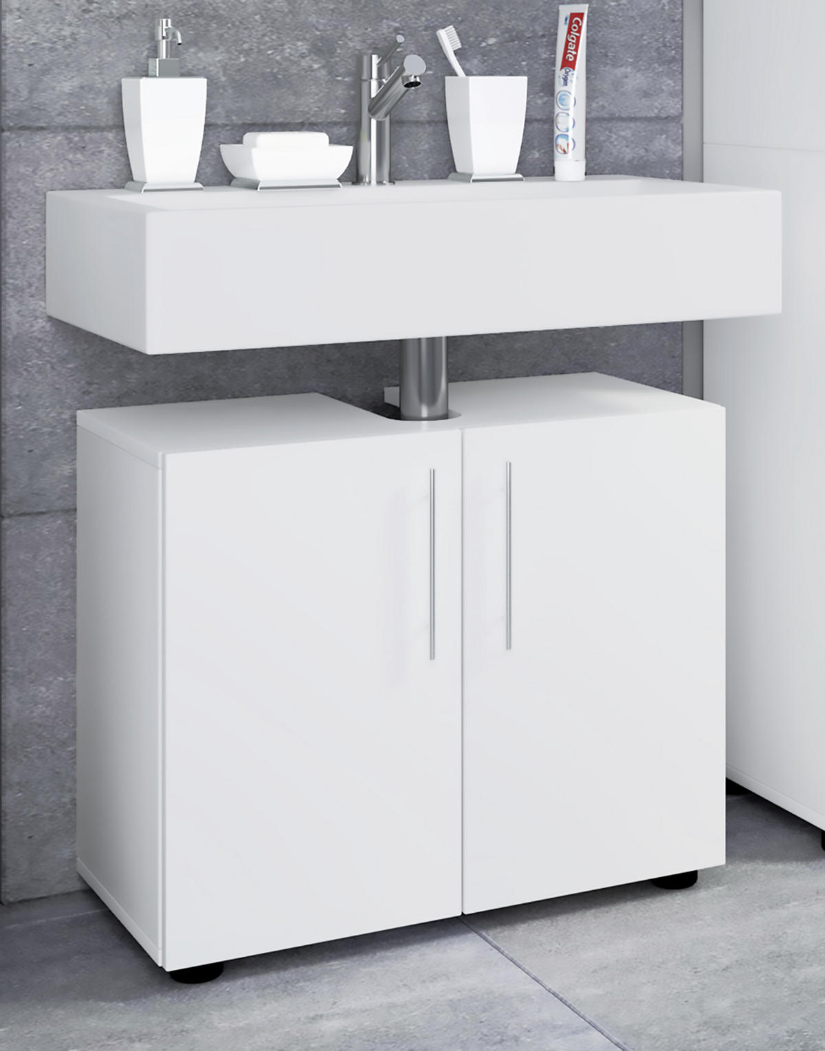 WASCHBECKENUNTERSCHRANK 60,2/50,7/29,6 cm  - Weiss/Schwarz, Modern, Holzwerkstoff/Kunststoff (60,2/50,7/29,6cm) - MID.YOU