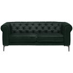 CHESTERFIELD-SOFA Dunkelgrün Samt  - Dunkelgrün/Schwarz, Trend, Textil/Metall (195/75/90cm) - Carryhome