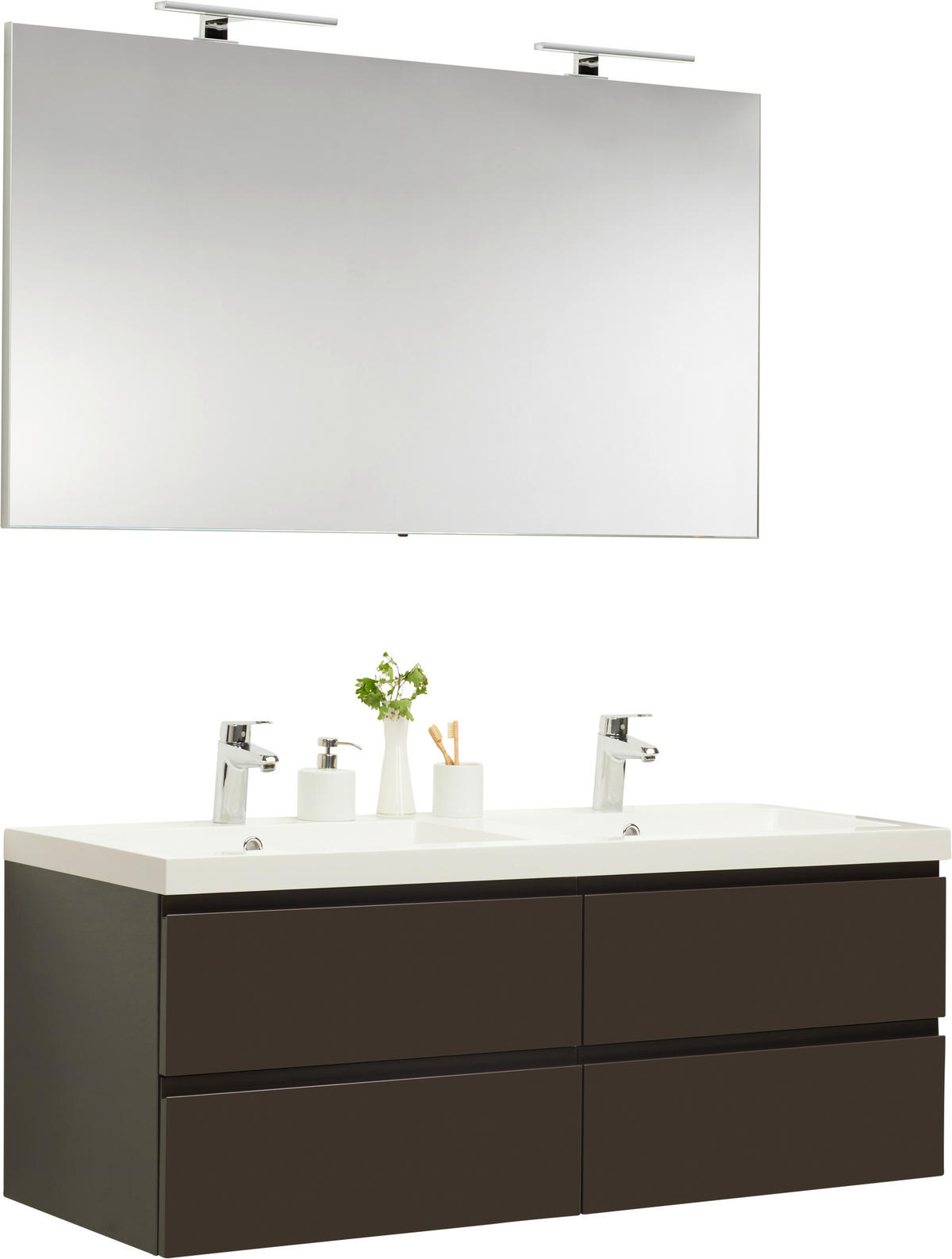 BADEZIMMER  in 140 cm  - Anthrazit/Weiß, Design, Holzwerkstoff/Stein (140cm) - Novel