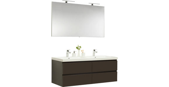 BADEZIMMER in 140 cm - Anthrazit/Weiß, Design, Holzwerkstoff/Stein (140cm) - Novel
