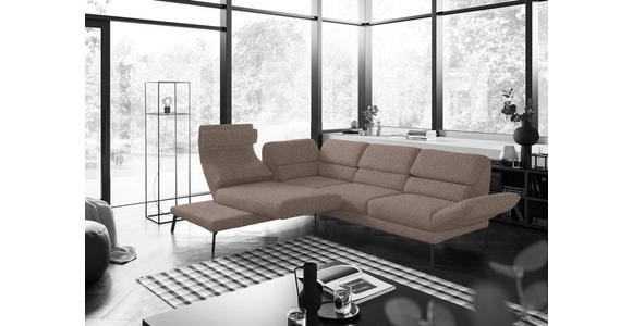 ECKSOFA in Flachgewebe Taupe 212-253/256-363 cm - Taupe/Schwarz, Design, Textil/Metall (212-253/256-363cm) - Dieter Knoll