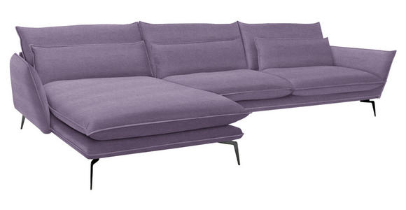 ECKSOFA  in Webstoff Violett  165/338 cm  - Violett/Schwarz, Design, Textil/Metall (165/338cm) - Hom`in